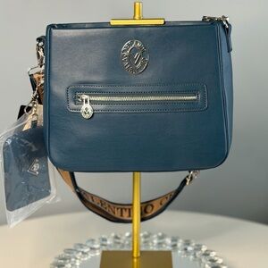 Valentino Teal Crossbody Bag with Silver Accents